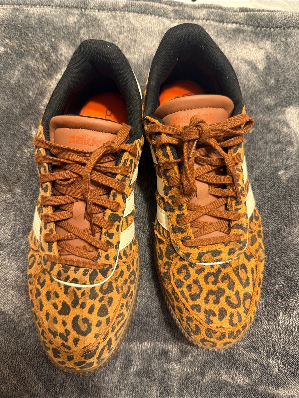 adidas Men’s Leopard Print Sneakers in Brown and Black